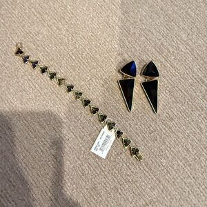 Kendra Scott Elegant Black and Gold Jewelry Set